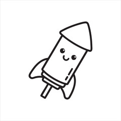 Cute Rocket Popsicle Outline Illustration