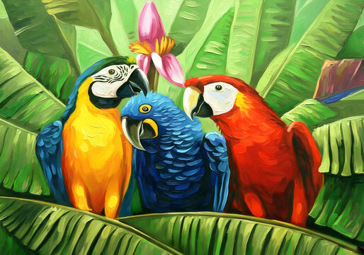 two parrots on the branch