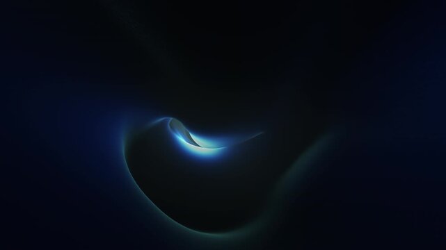 An abstract blue and black design with a central curved shape in a floating illusion. Blue outlines the shape, while black fills its interior, creating a visually striking and balanced composition