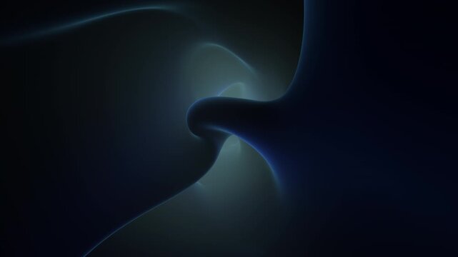 An abstract blue and black design with a central curved shape in a floating illusion. Blue outlines the shape, while black fills its interior, creating a visually striking and balanced composition