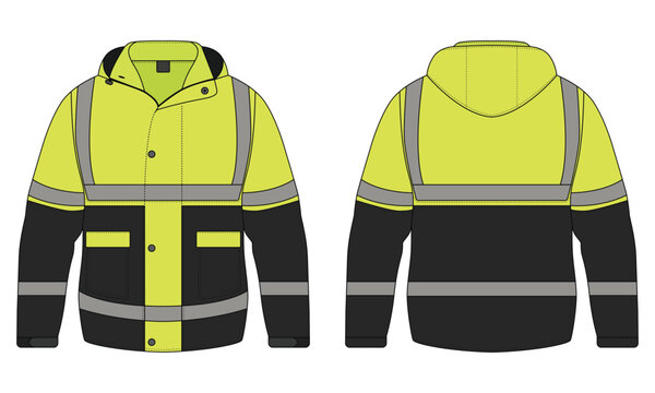 Hi vis safety jacket template front and back view