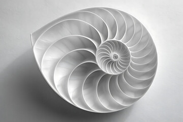 Obraz premium Detailed cross-section of nautilus shell revealing spiral form