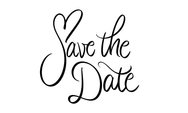 Save the Date Calligraphy Heart Element Wedding Invitation Vector - Powered by Adobe