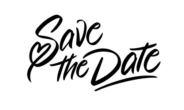 Brushpen Lettering Save the Date with Heart Vector