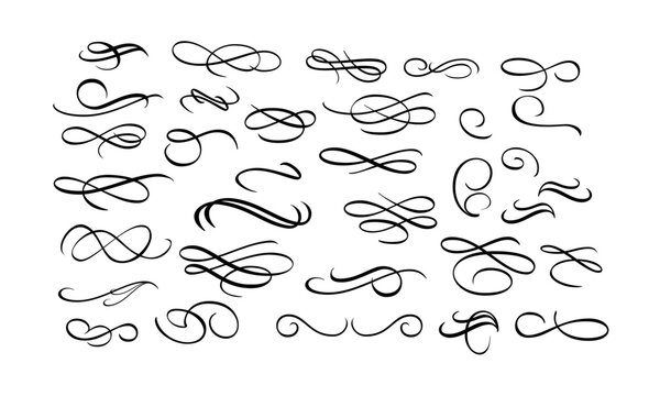 Flourish Ornament Calligraphy Wedding Template Vector Collection