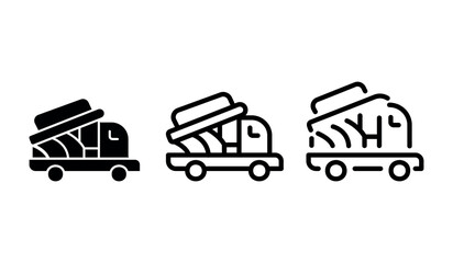 Vector illustration of a toy truck icon.Transparent minimalist icon.
