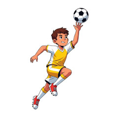 Young soccer player reaching for the ball