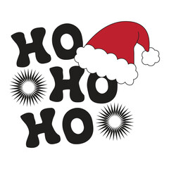 Ho ho ho text with santa hat isolated on for christmas