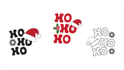 Ho ho ho christmas design with santa hat isolated on