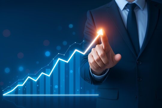 businessman drawing a graph