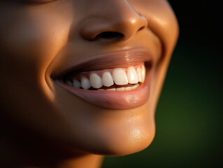 Bright smile of a person enjoying a sunny day outdoors