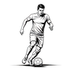 Stylized outline of a soccer player in action