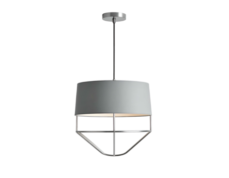 Pendant lamp hanging from ceiling in room