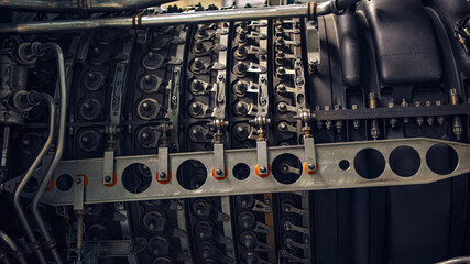 Commercial aircraft turbine engine undergoing repair and maintenance