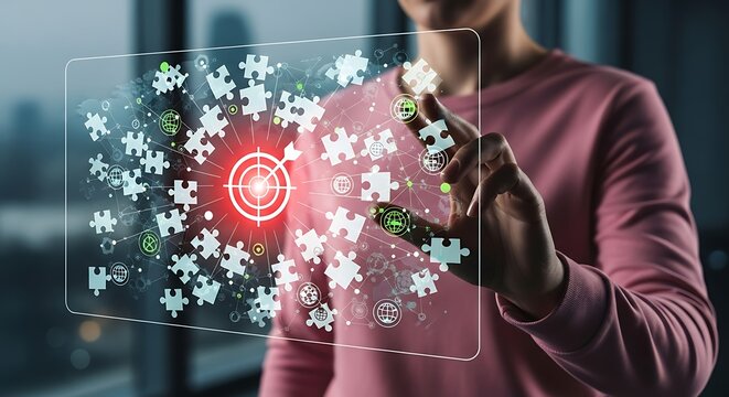 Interactive holographic display for problem resolution and strategic target alignment
