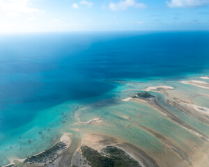 Aerial view of a motu in Tikehau Atoll, French Polynesia