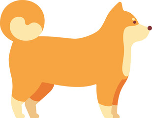 Flat Illustration of Shiba Yellow Dog Puppy Animal