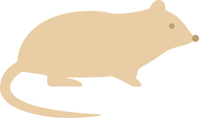 Flat Illustration of White Rat Animal