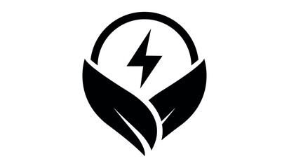 Vector illustration of a green leaf power and electric Sustainability icon.