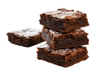 Stack of delicious chocolate brownies dusted with powdered sugar, perfect for a bakery display or recipe inspiration.