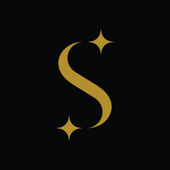 minimalist letter s serif font luxury logo design, spark symbol icon template