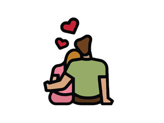 An endearing illustration of a romantic couple sharing a tender moment, with hearts symbolizing their deep affection, connection, and the warmth of their loving partnership