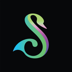 Colorful swan shape S letter logo