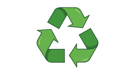 Obraz premium Green recycling symbol vector illustration. Eco-friendly waste management icon. Sustainable environment concept isolated on white background