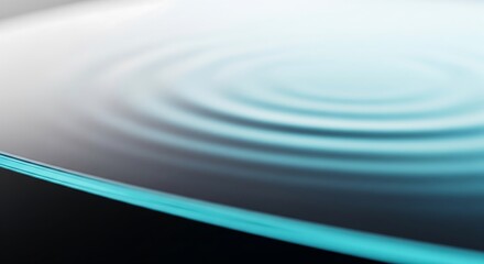 Premium macro of a futuristic medical glass surface with soft cyan reflections, minimalist composition for branding visuals.
