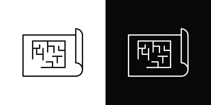 Architecture plan icons vector. doodle. on a white background.