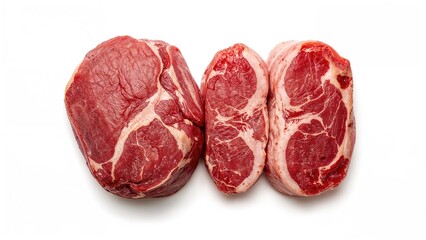 Fototapeta premium Raw meat, beef, and slices of raw beef meat.
