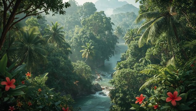 tropical forest in the morning