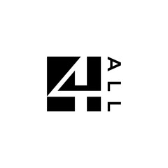 Geometric 4 ALL Logo - Abstract Black and White Icon Design - Square Business Vector Symbol