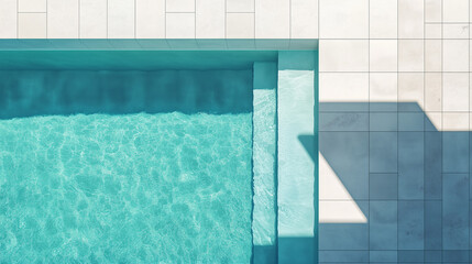 Tranquil Turquoise Swimming Pool: Minimalist Water Surface, Modern Design, Abstract Pattern, Refreshing Summer Vibe, Aqua Texture, Serene Background, Relaxing Vacation Concept