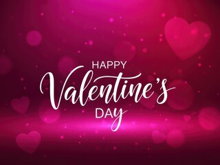 Happy valentine's day text with hearts on a pink and purple gradient background
