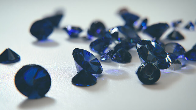 photo of dark blue crystals scattered on matte white surface, can be used as poster or banner