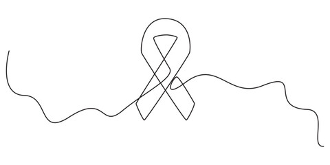 AIDS awareness band World AIDS day one line art drawing Continuous one line drawing, AIDS awareness ribbon, poster banner Doodle vector illustration, AIDS Awareness Month.
