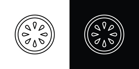 Cucumber slice icons vector. doodle. on a white background.