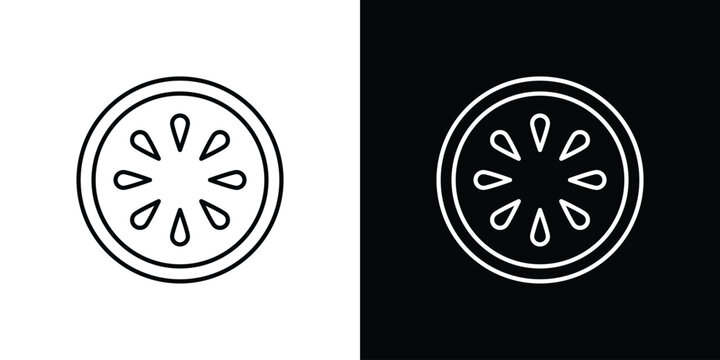 Cucumber slice icons vector. doodle. on a white background.