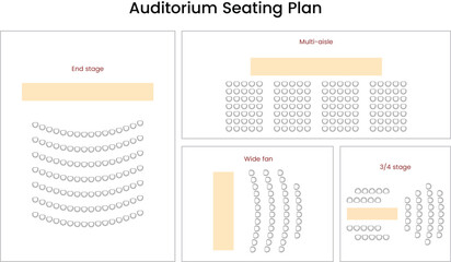 Obraz premium Seat plan, Auditorium seating plan, seat map, furniture icon, customizable stroke, vector, illustration