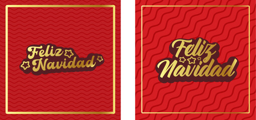 Feliz Navidad Merry Christmas in Spanish quote red card with golden text vector design, creative holiday typography, modern festive graphic art for cards, invitations, social media banners