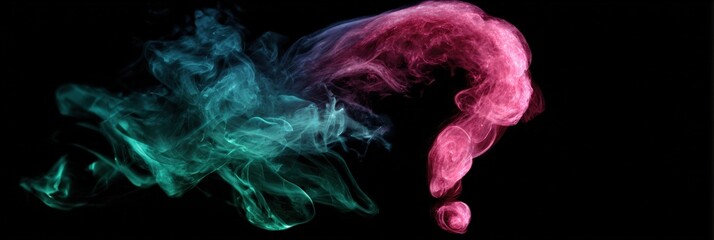 Colorful smoke question mark on black background