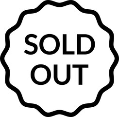 Silhouette of a sold icon sticker with a circular shape. Circle shaped sold icon sticker. Sold icon sticker. Sold seals icon. Sold out icon stamp. Sticker sold out icon