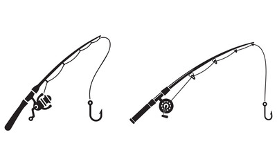 Fishing & Diving Silhouette Vector Bundle: Fisherman, Fish Hooks, Scuba Divers, and Nature Scenes Graphics