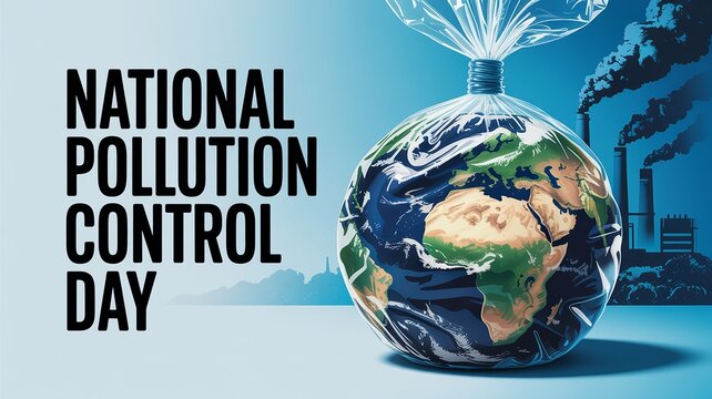 National Pollution Control Day poster urging action against toxic industrial emissions.