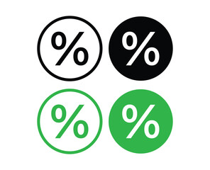 Four percentage symbols in black and green circles on a white background in a square arrangement
