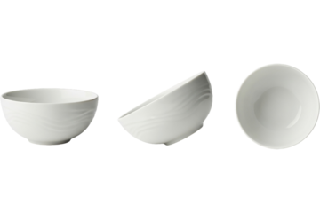 Minimalist White Bowls Ceramic Elegant Tableware Dinnerware Collection Fine Dining Kitchenware on transparent background