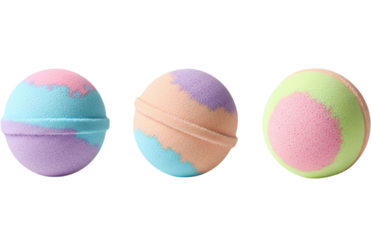 Bath Bomb Bliss Colorful Textured Spheres for Relaxing Spa Days Aromatherapy Self Care Bathing on transparent background