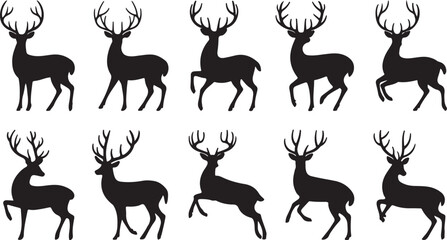 Christmas deer silhouettes
