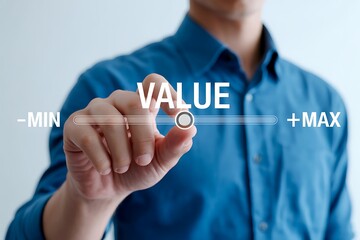 Man s finger adjusting value slider on digital interface